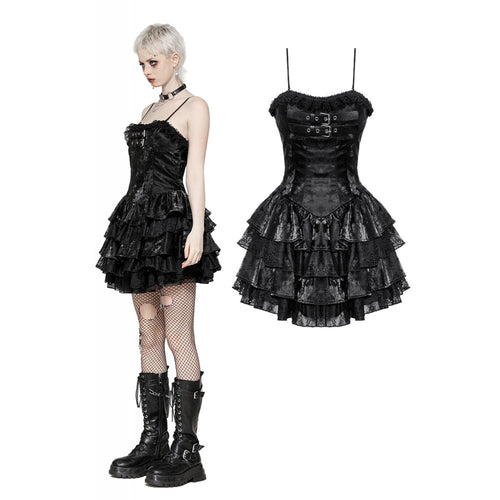 Dark in Love Harriet Punk Shiny PU Leather Layered Corset Dress