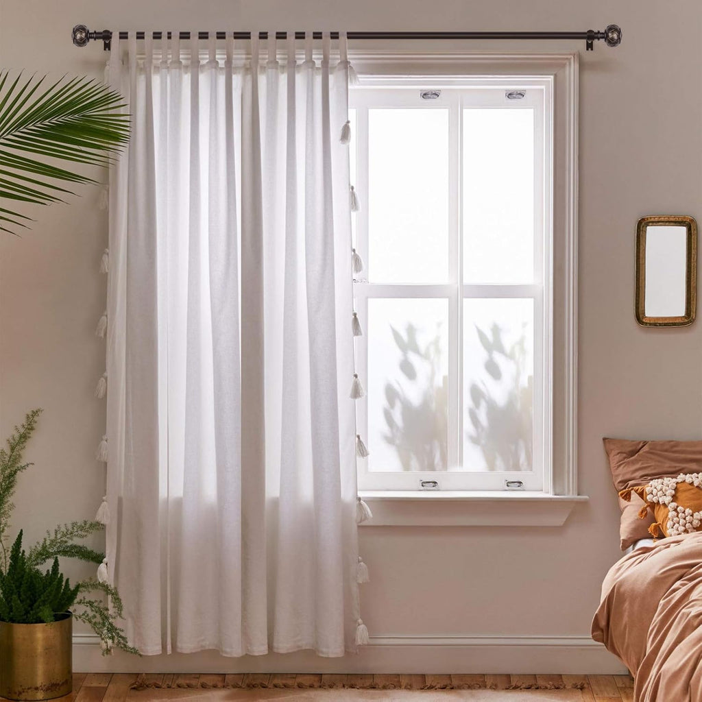 SZXIMU Extendable Curtain Rod 182-365cm | Netted Finials – Brown