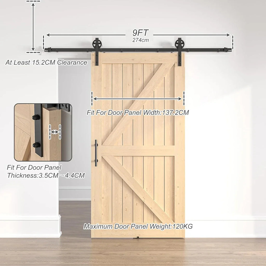 SANKEYTEW 9FT Sliding Barn Door Kit – Heavy Duty Black Steel Track