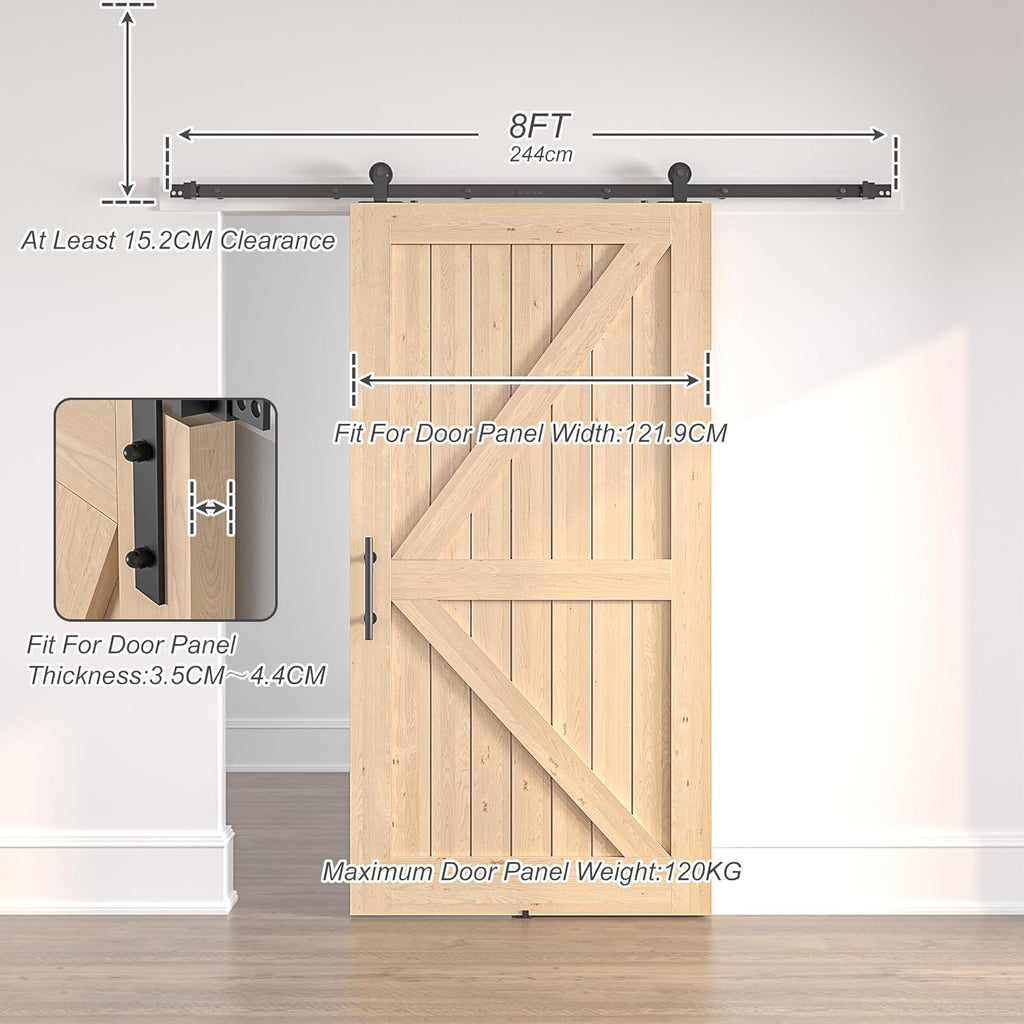SANKEYTEW 8FT Sliding Barn Door Kit | Heavy Duty Black Steel Track