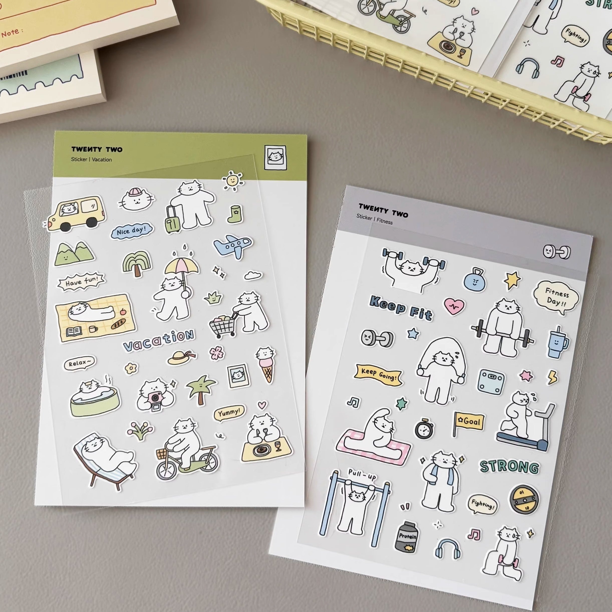 Mini Kitty Summer Sticker Sheet for Planners by LuLuFun Studio