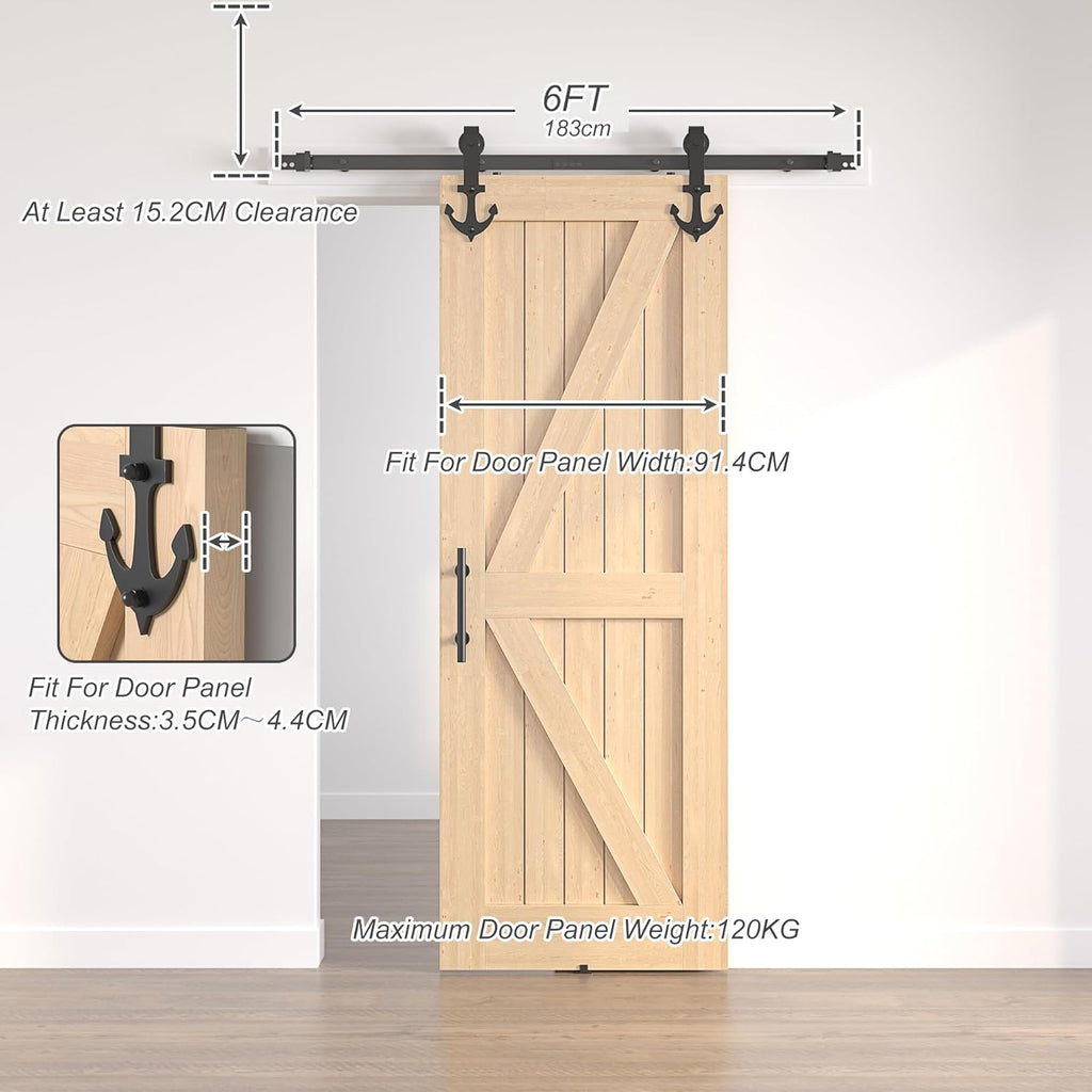 SANKEYTEW 6FT Sliding Barn Door Kit – Heavy Duty Carbon Steel Track Black