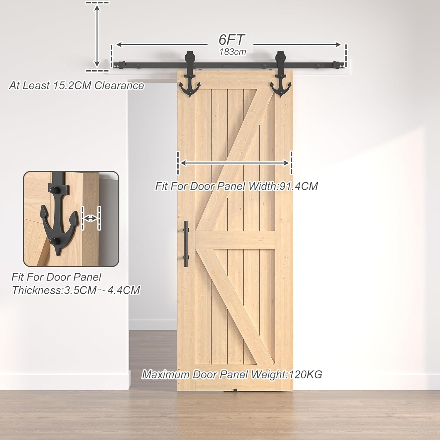 SANKEYTEW 6FT Sliding Barn Door Kit – Heavy Duty Carbon Steel Track Black