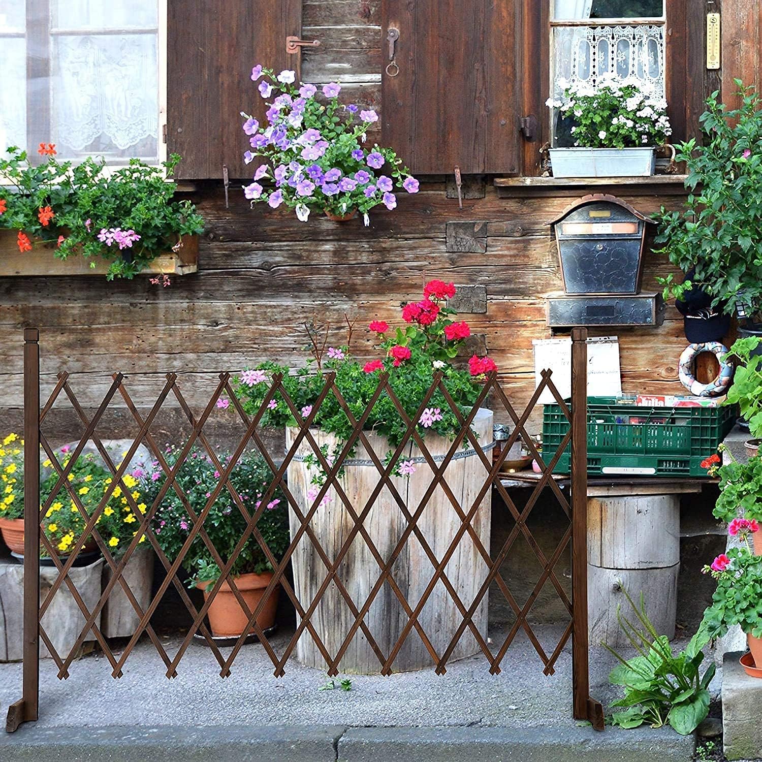 Nisorpa Expanding Wooden Trellis Garden Fence Panels, 2 Pack – 160cm
