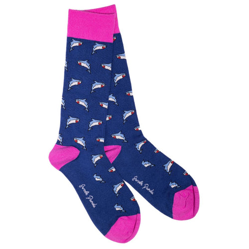 Swole Panda Shark Bamboo Socks – Royal Blue Nautical Novelty Socks