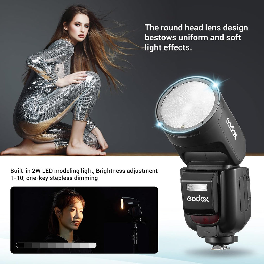 Godox V1Pro-S Round Head Flash for Sony – TTL HSS Speedlight with SU-1
