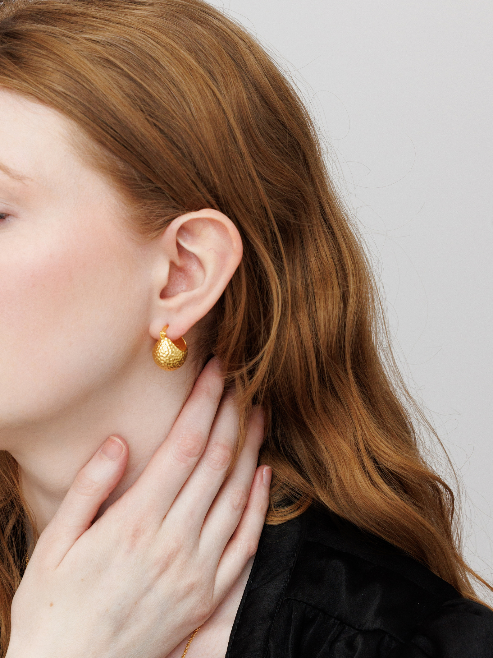 No More Nobody Zadie 18k Gold Vermeil Hammered Ball Hoop Earrings