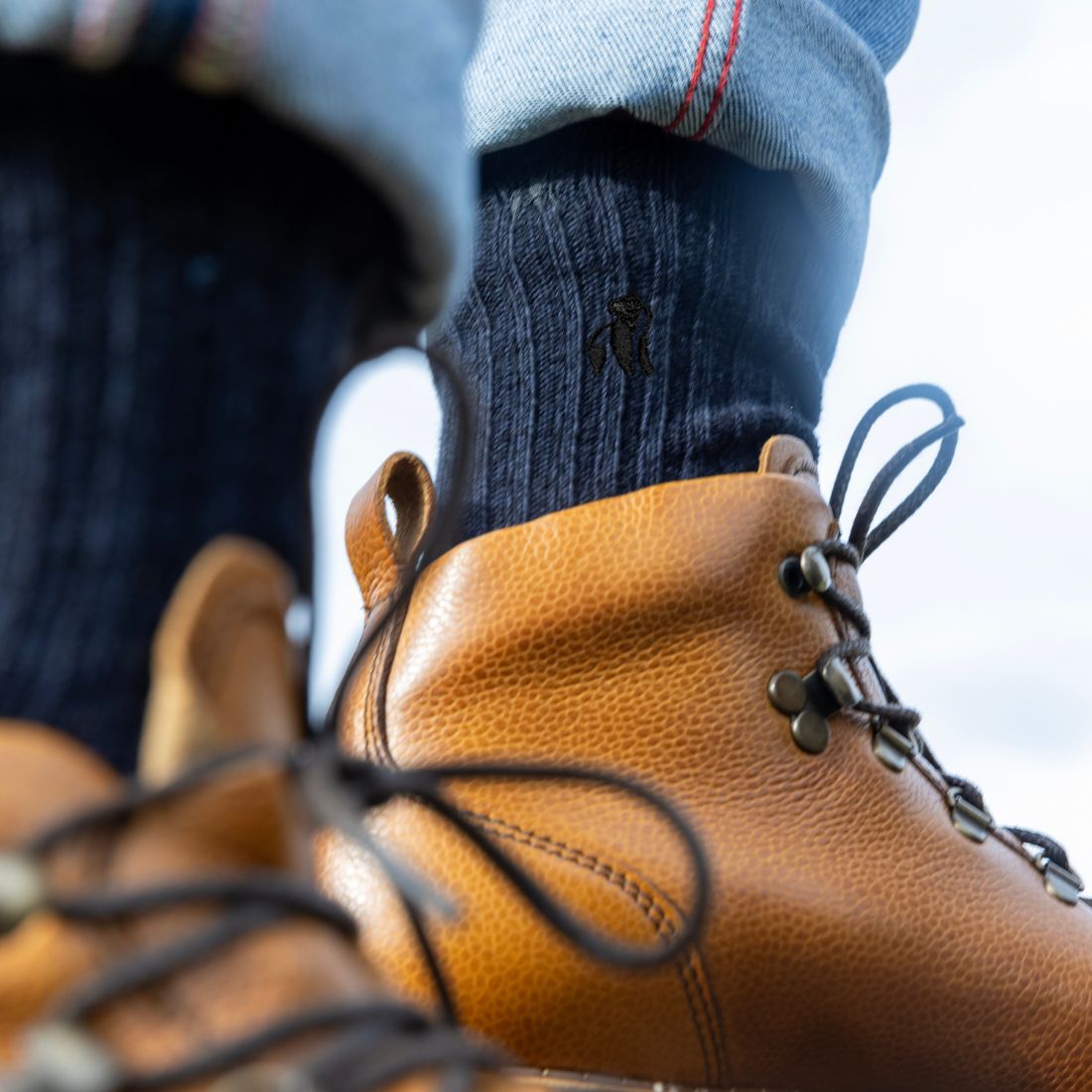 Swole Panda Navy Bamboo Boot Socks – Thick Knit Thermal Comfort