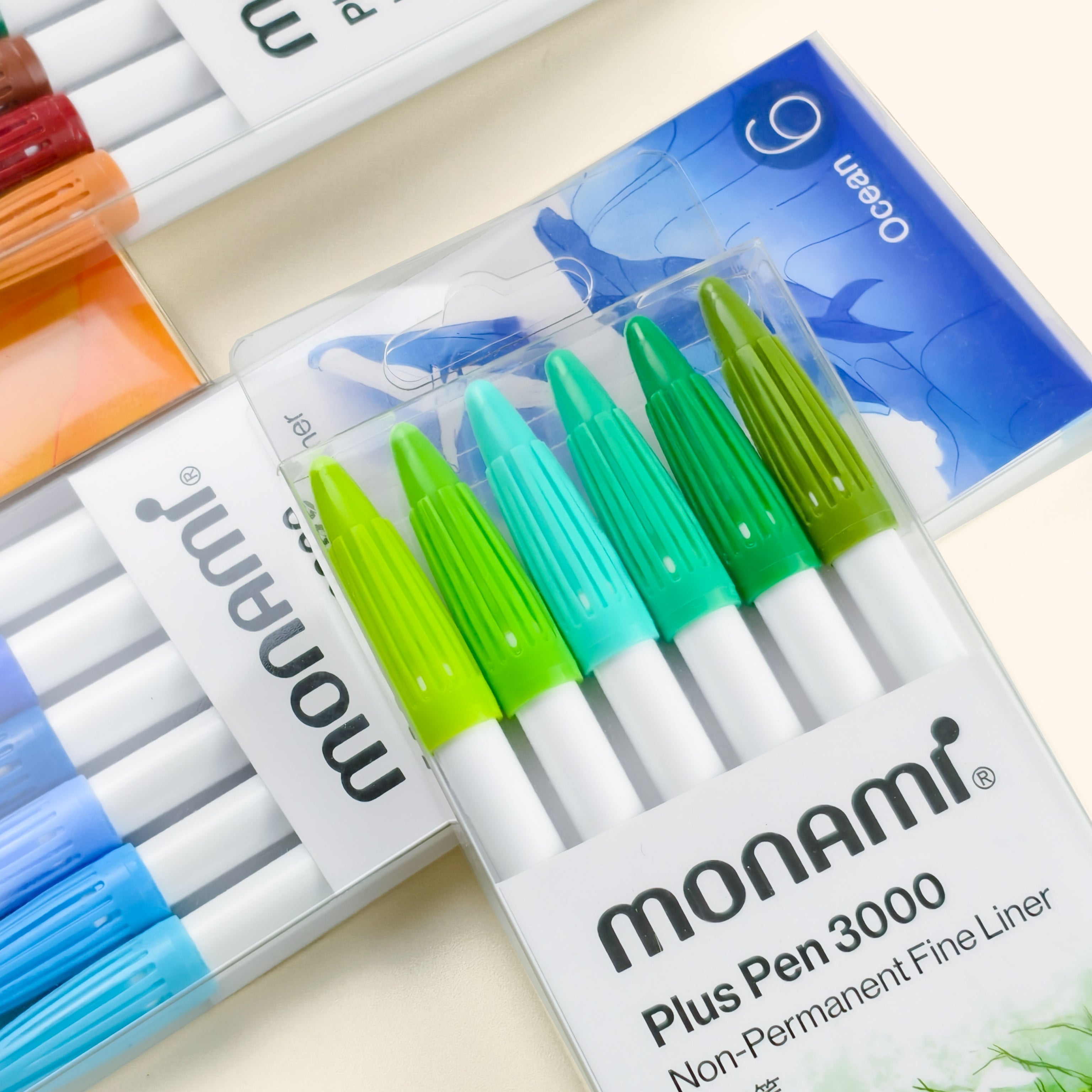 Monami Plus Pen 3000 Set | 0.4mm Fine Liner Journaling Pens - 6 Pcs