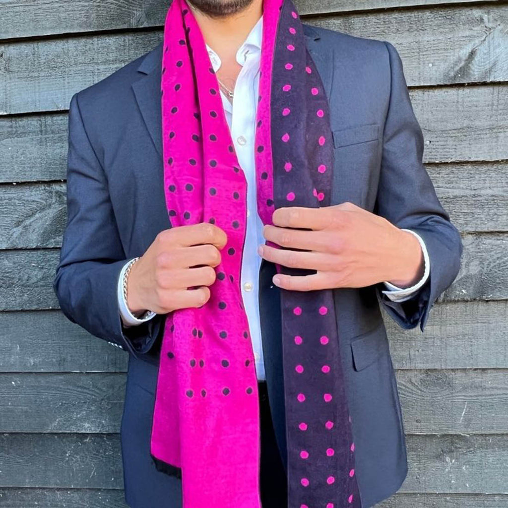 Swole Panda Navy and Pink Spot Bamboo Scarf – Sustainable & Breathable