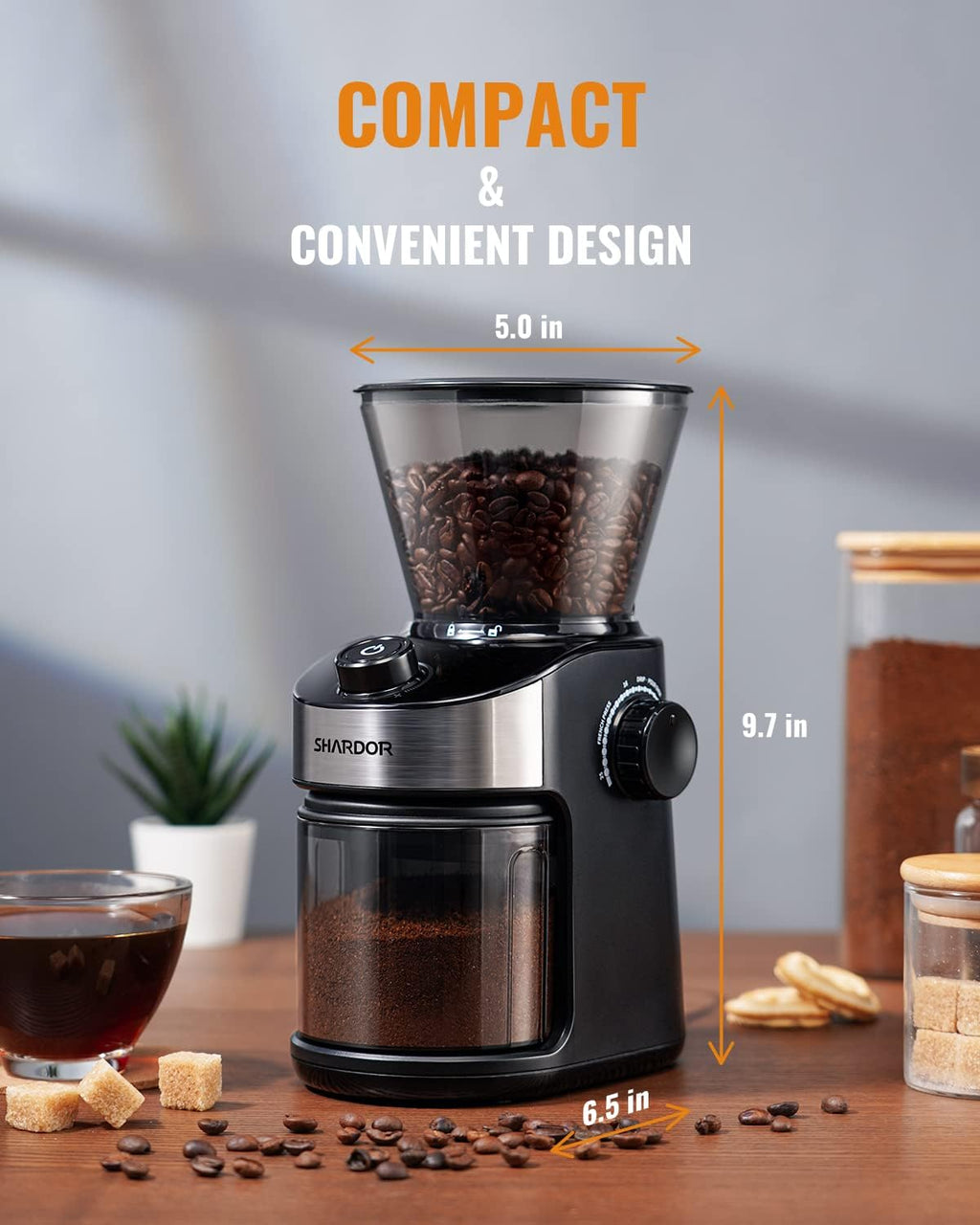Shardor Electric Burr Coffee Grinder – 25 Settings & Digital Timer