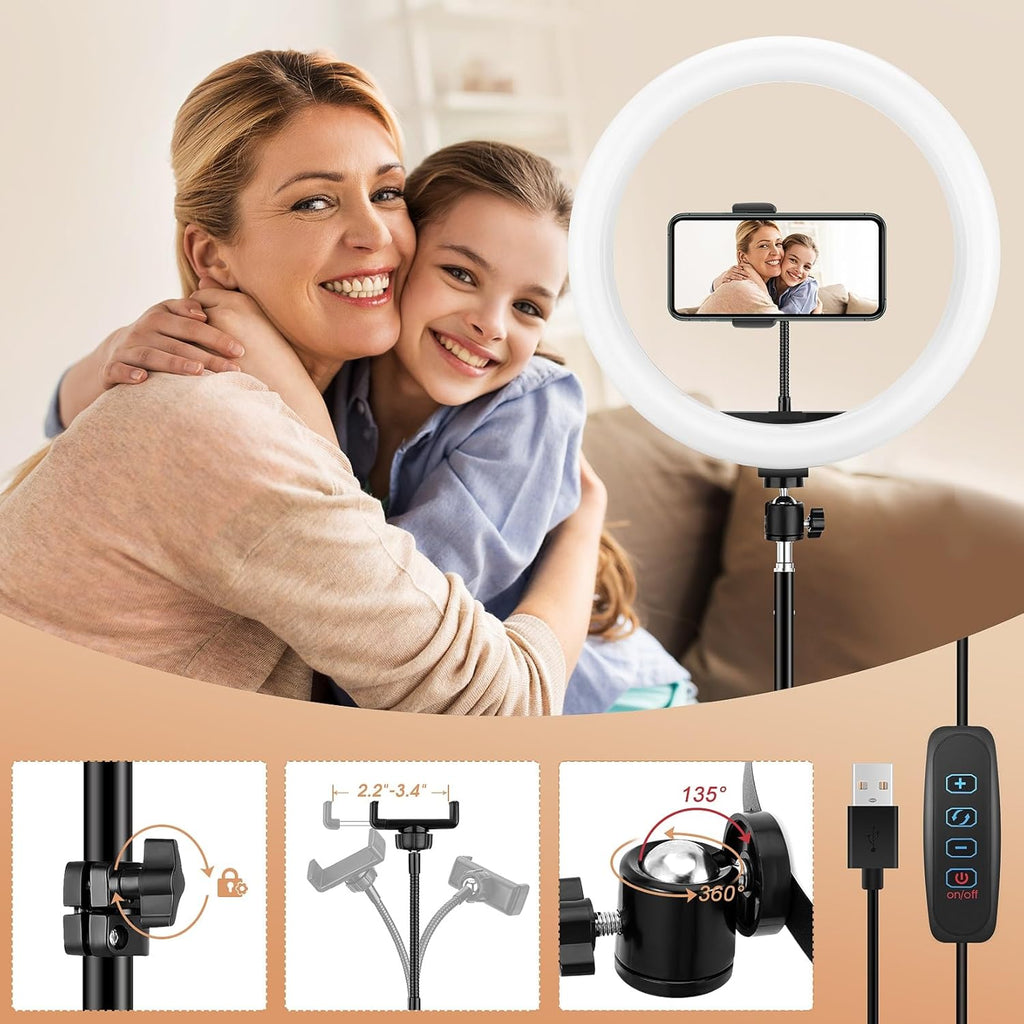 LIPETY 13'' Selfie Ring Light with Tripod Stand and Phone Holder