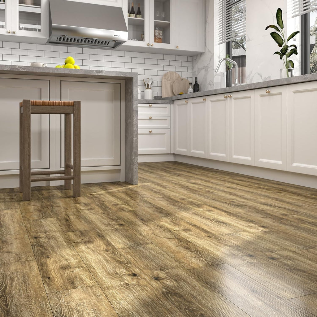 FunStick Beech Wood Effect Vinyl Floor Tiles - 35 Pcs Peel and Stick