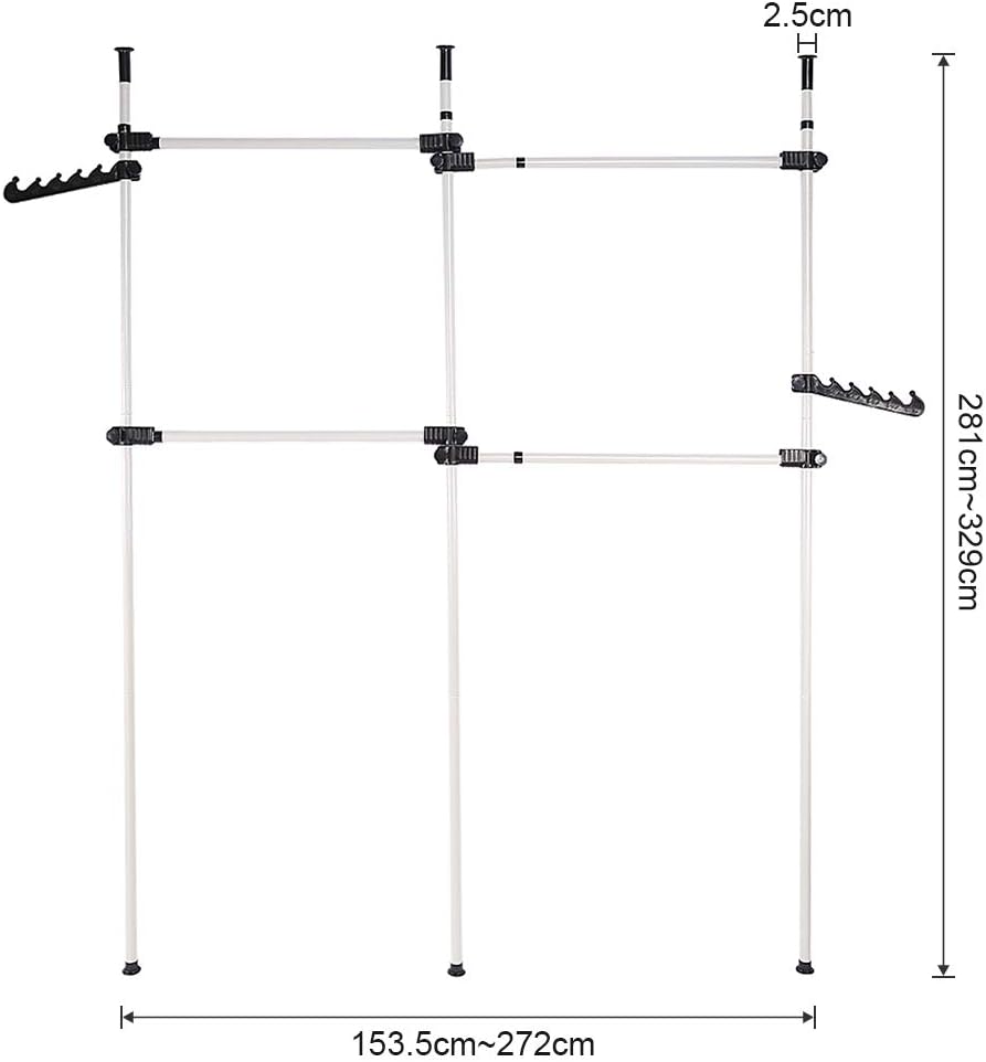 Cocoarm Telescopic Clothes Rail – Adjustable 3-Pole Wardrobe Organiser
