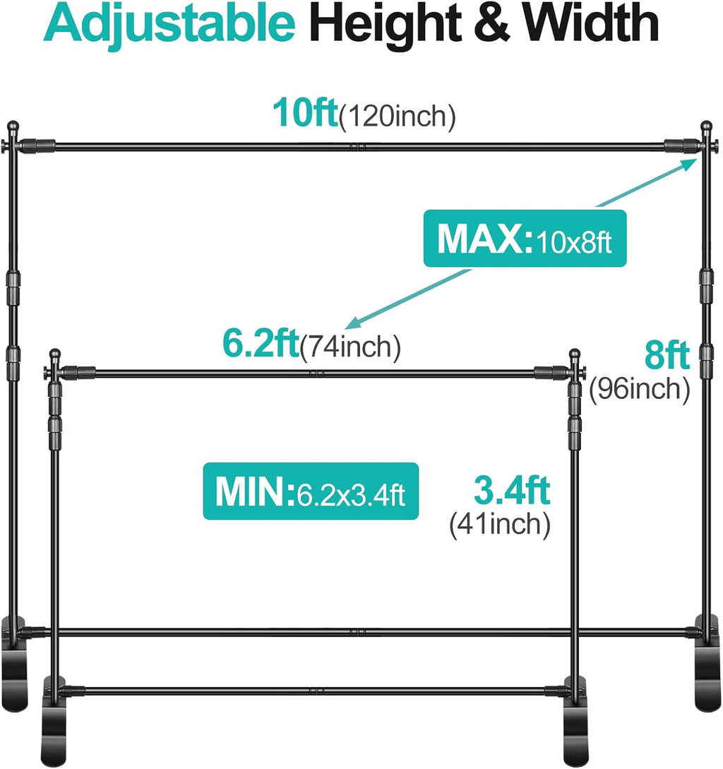 EMART 10x8ft Backdrop Stand | Heavy Duty Adjustable Banner Frame Kit