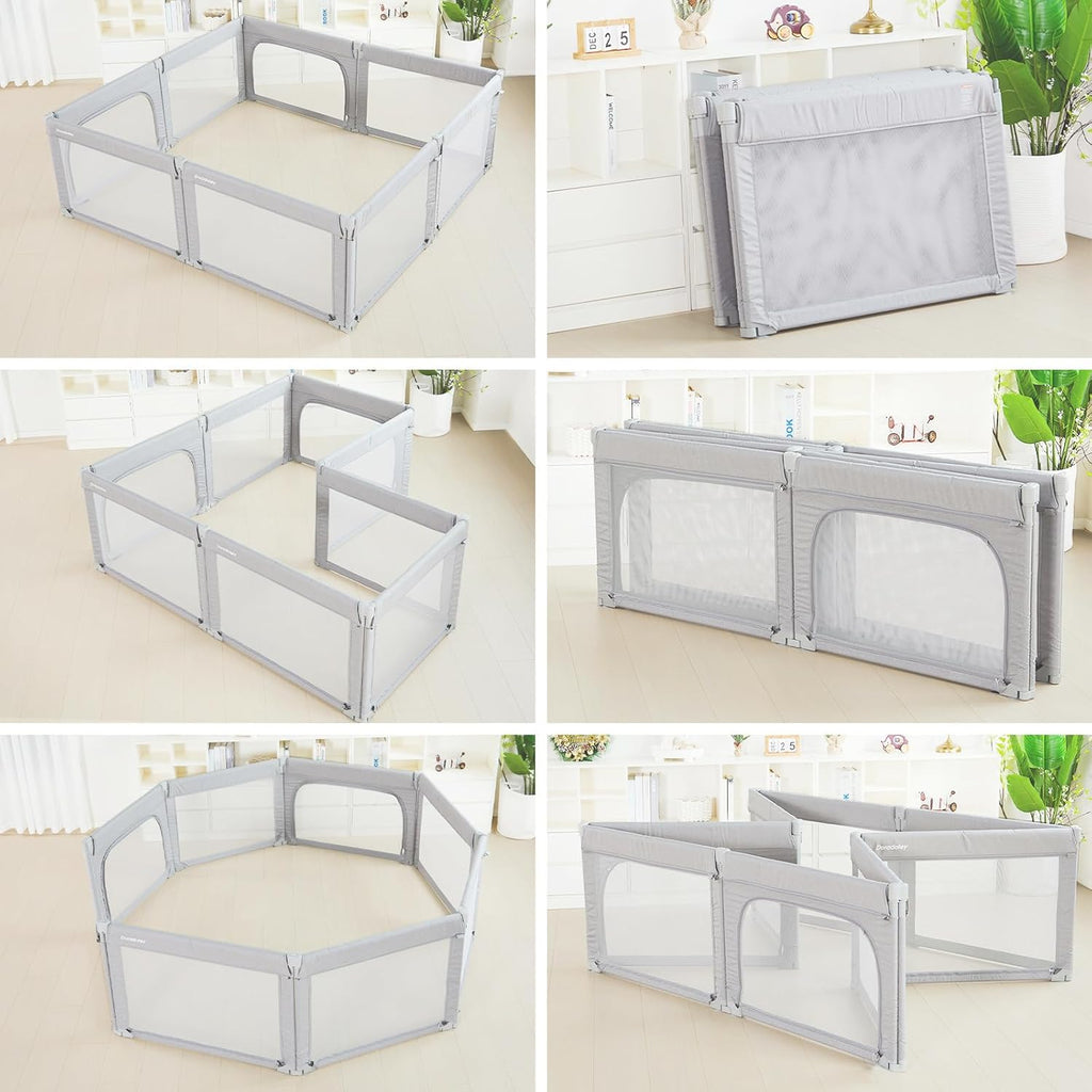Doradotey Baby Playpen – 180x200cm Foldable 8-Panel Safety Play Yard