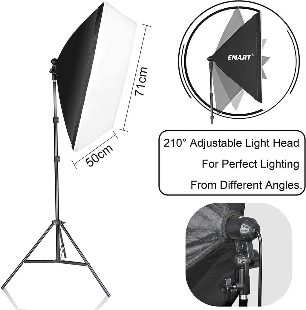Emart 50x70cm Softbox Lighting Kit | 105W Continuous Studio Light