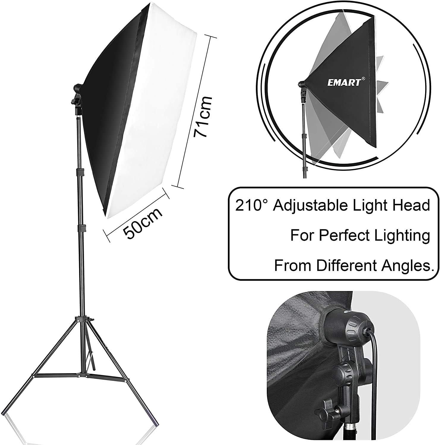 Emart 50x70cm Softbox Lighting Kit | 105W Continuous Studio Light