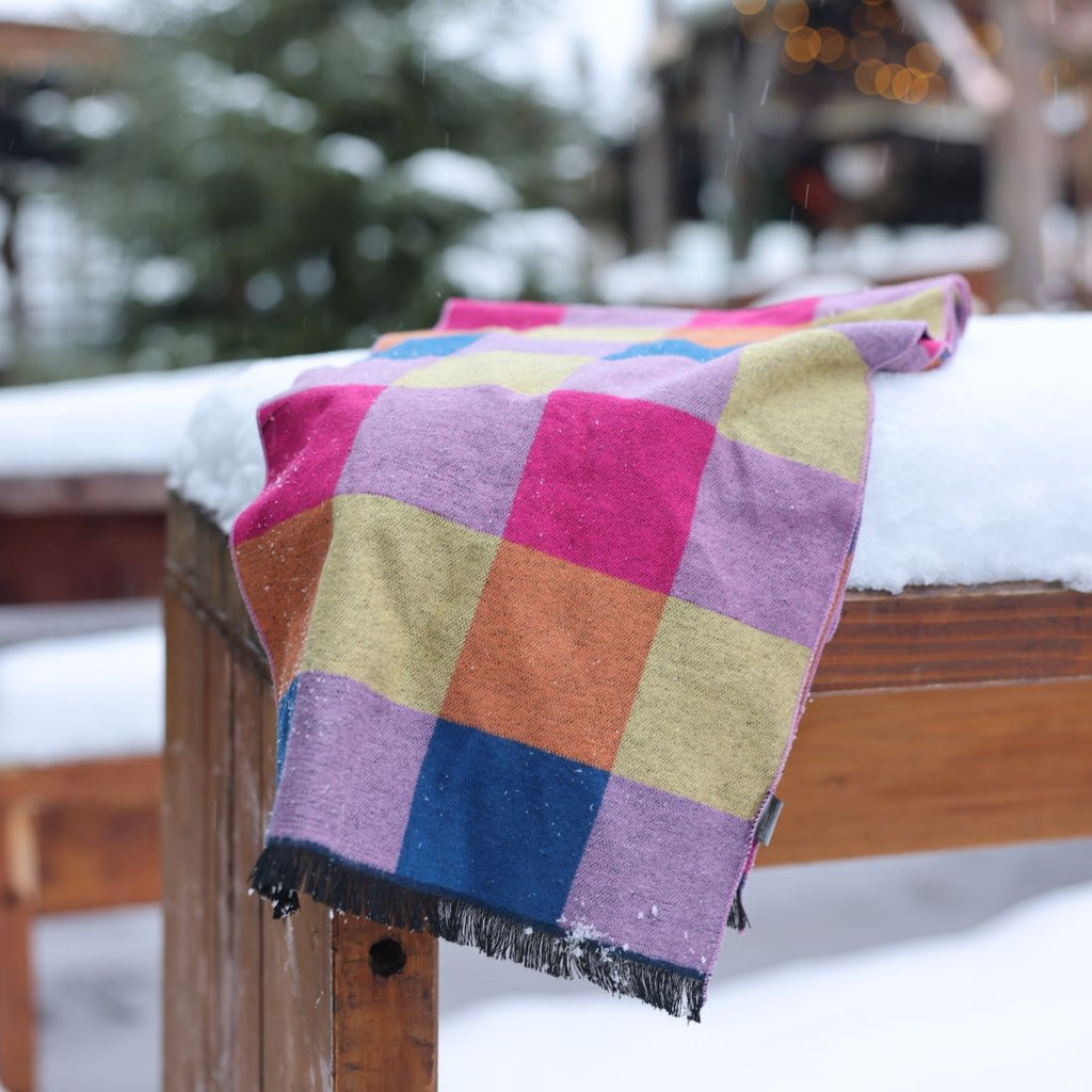 Swole Panda Multicolour Bright Check Bamboo Scarf – Sustainable Fashion