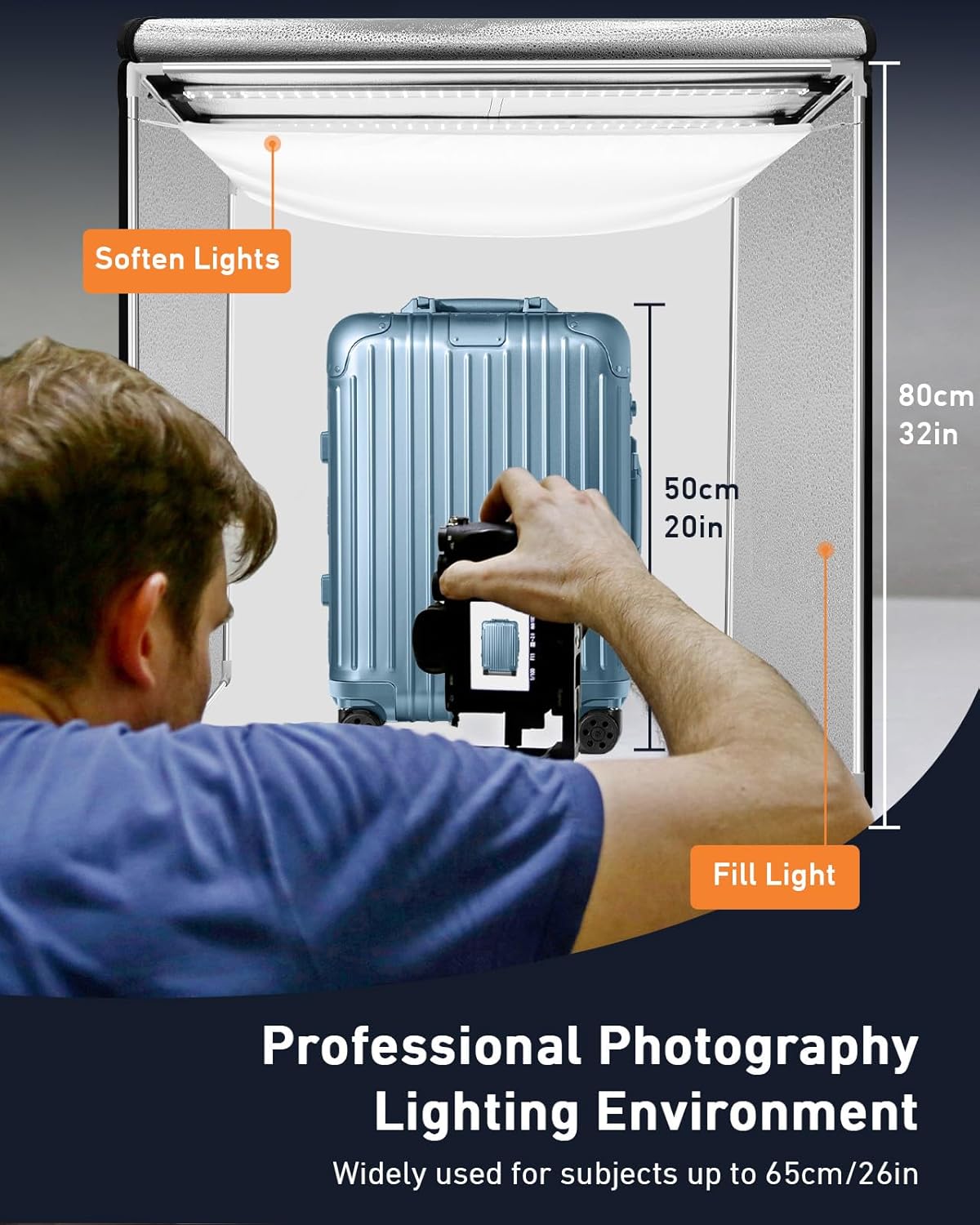 DUCLUS 80cm Photography Light Box | 5600K Dimmable LED Studio with 6 Backdrops