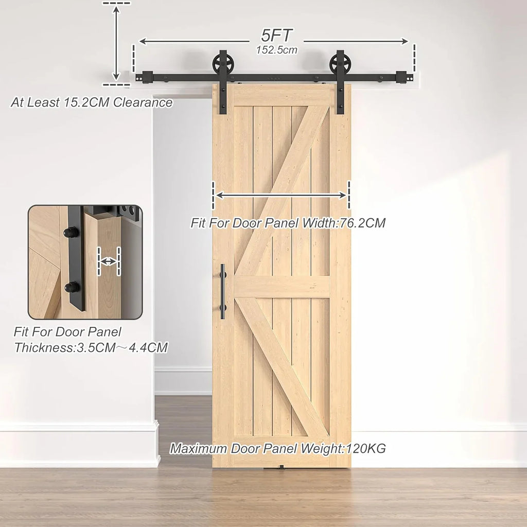 SANKEYTEW 5FT Sliding Barn Door Kit | Heavy Duty Anchor Track Black