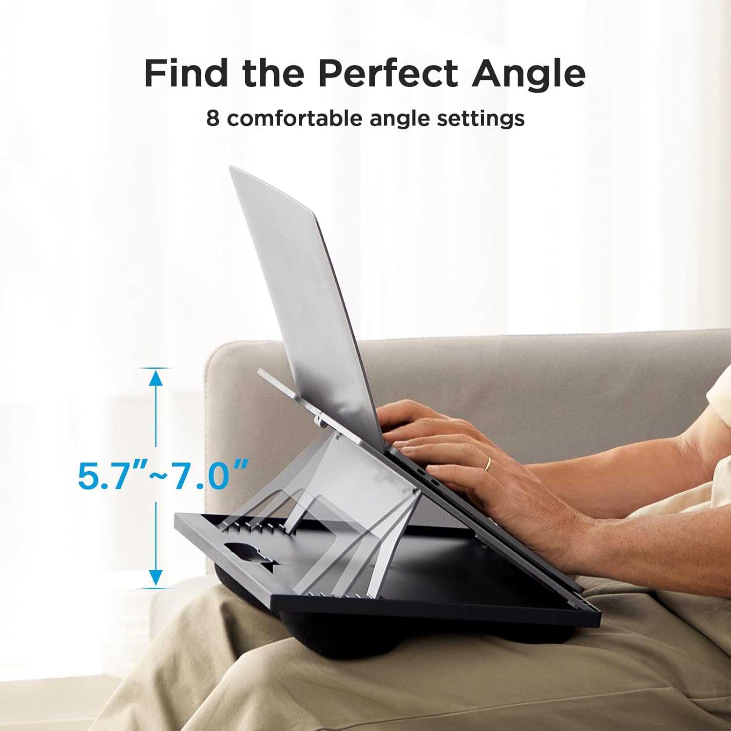 HUANUO Lap Desk – Adjustable Laptop Tray with Cushion for 15.6" Laptops