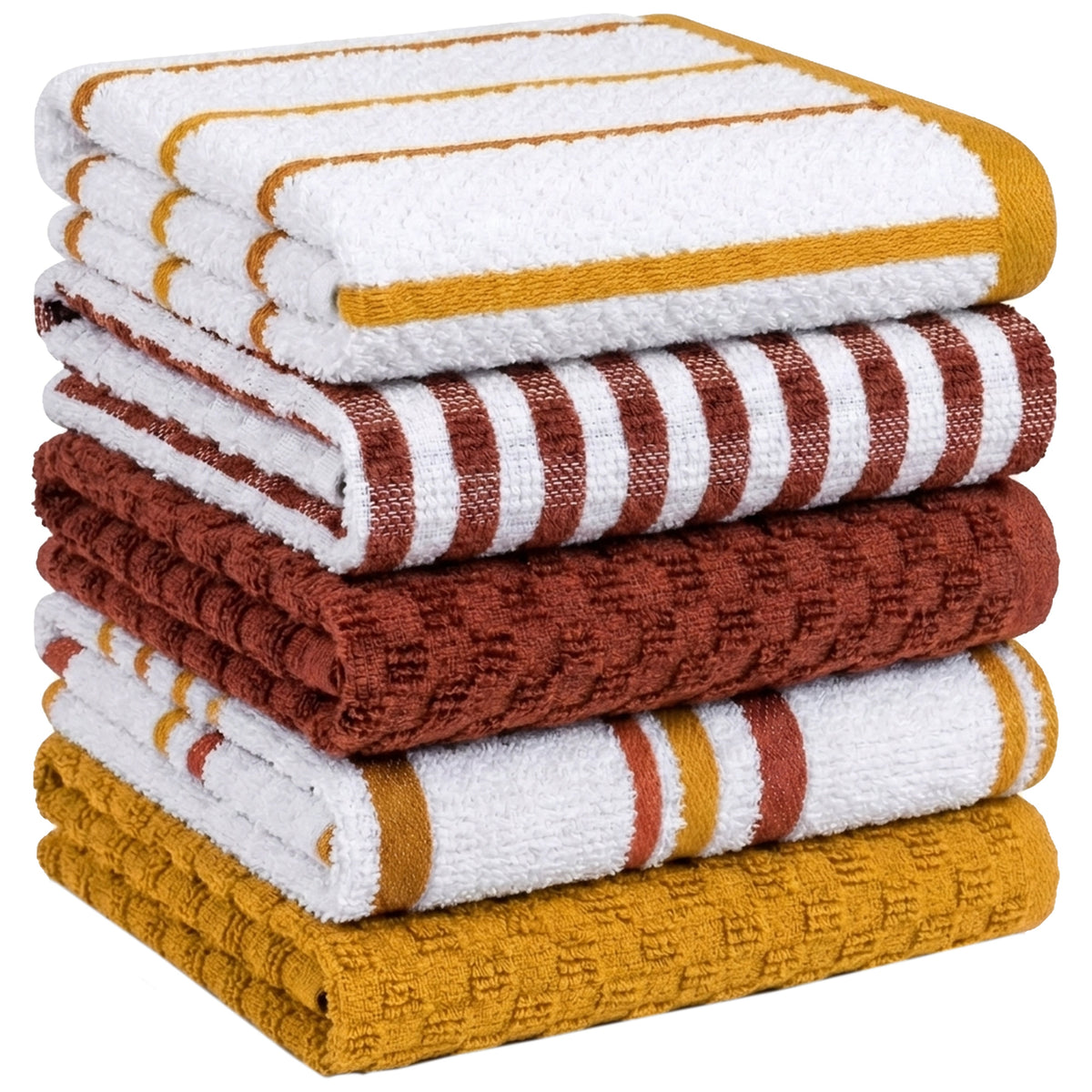 OLIVIA ROCCO Cotton Terry Kitchen Tea Towels - Super Absorbent 5 Pack