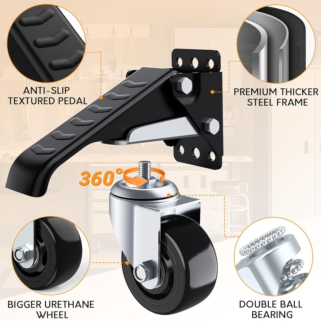 SOLEJAZZ Retractable Workbench Casters | 420KG Heavy Duty 3" Wheels