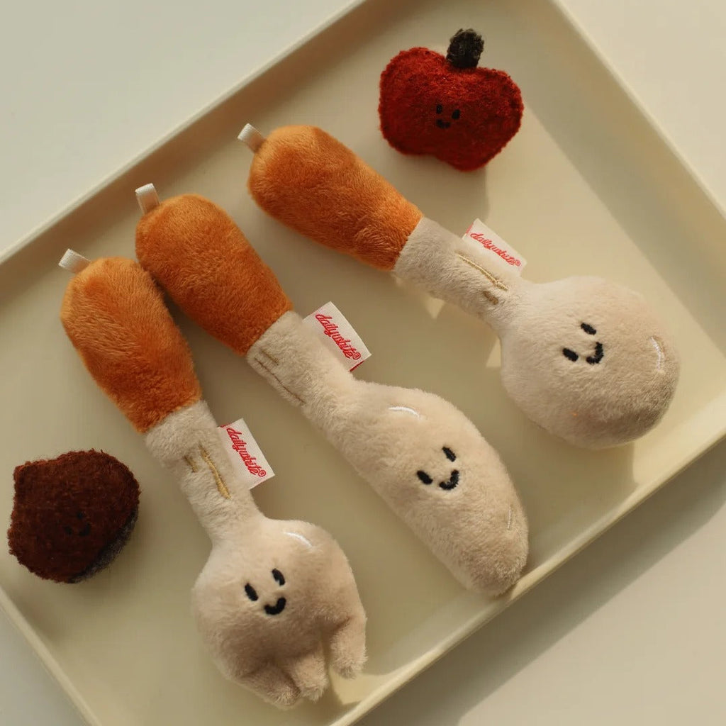 Plush Spoon and Fork Charm Keychain by LuLuFun Studio – Cute Bag Decor