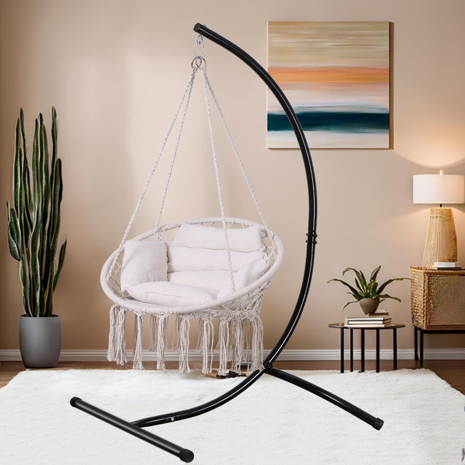 GOUTIME C-Shape Hammock Chair Stand | Heavy Duty Steel Swing Frame