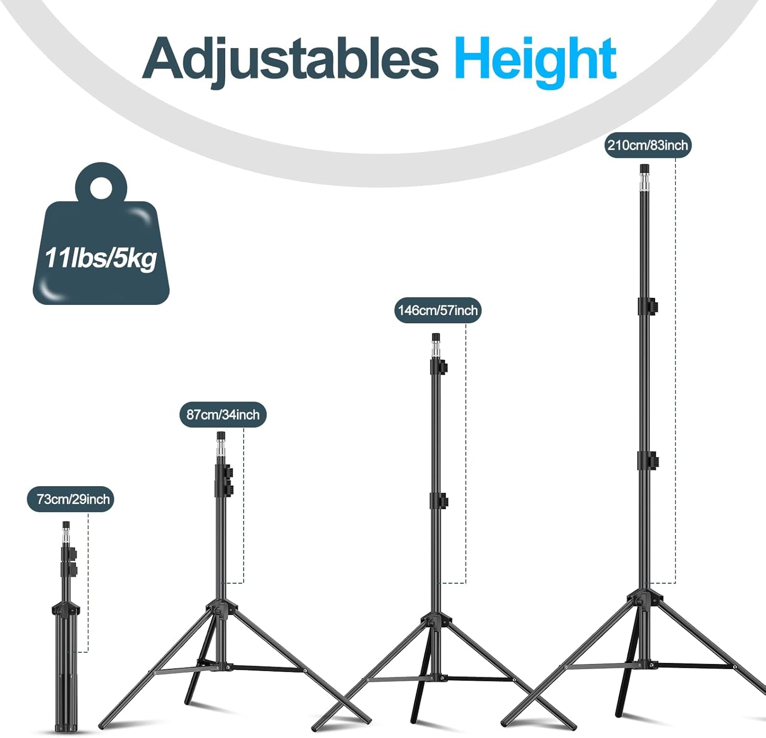 EMART 7ft Light Stands 2-Pack – Aluminum Photography Tripods with Case
