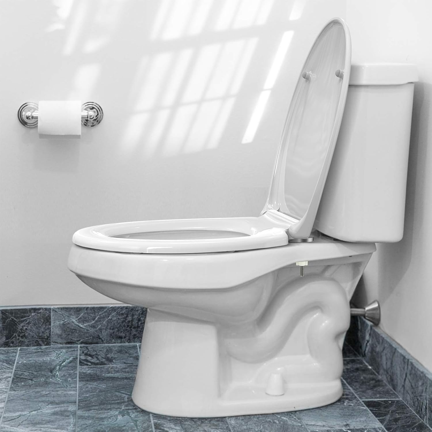 STOREMIC Soft Close Toilet Seat | White O-Shape Antibacterial Lid