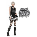 Dark in Love Quinn Punk Checkered Asymmetrical Net Skirt – Black/White