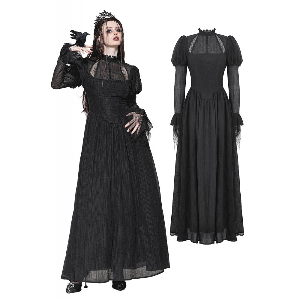 Dark in Love Harlow Gothic Lace Maxi Dress – Victorian Enchantress Style