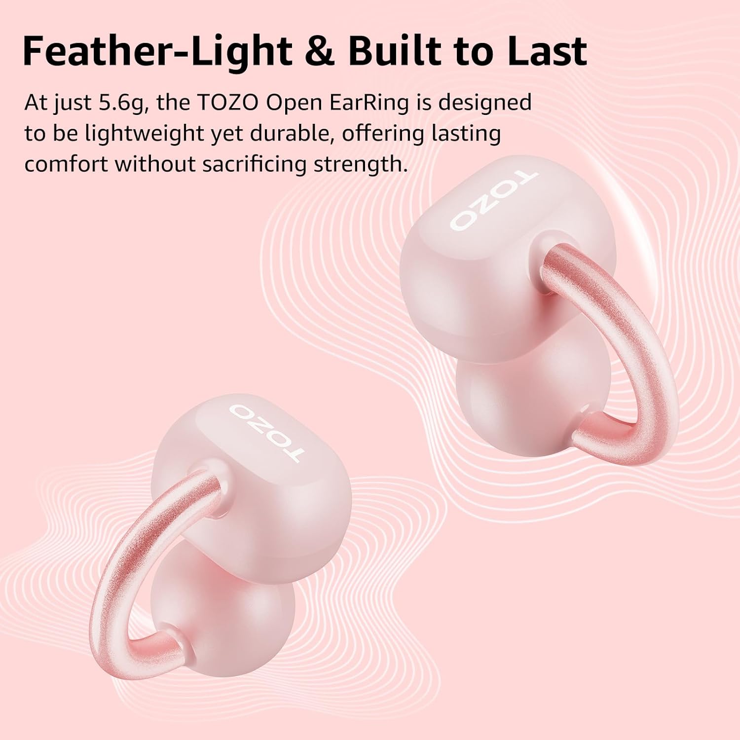 TOZO Open Ear Headphones - Clip On Wireless Earbuds with 40H Playtime