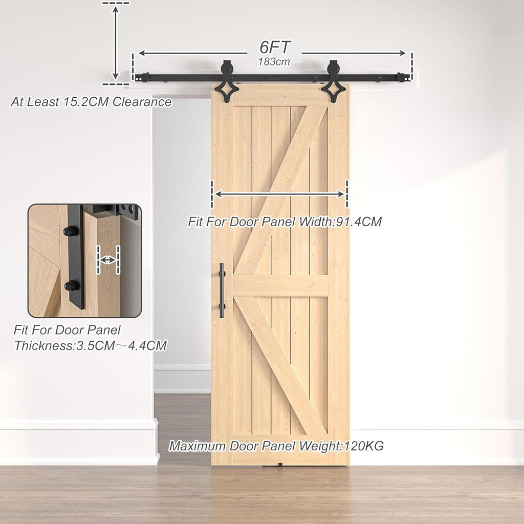SANKEYTEW 6FT Sliding Barn Door Kit – Heavy Duty Steel Track Black
