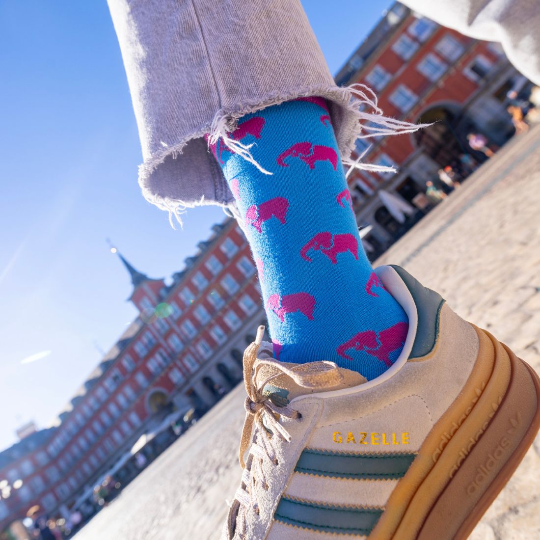 Swole Panda Elephant Bamboo Socks – Blue & Pink Sustainable Men's Socks