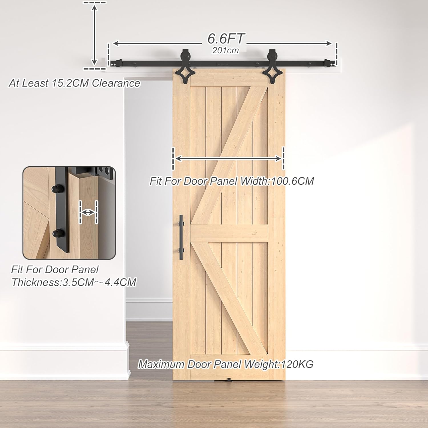 SANKEYTEW 6.6FT Sliding Barn Door Kit | Heavy Duty Steel Track - Black