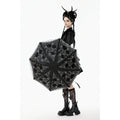 Dark in Love Belladonna Embroidered Folding Parasol – Black Gothic Sunshade