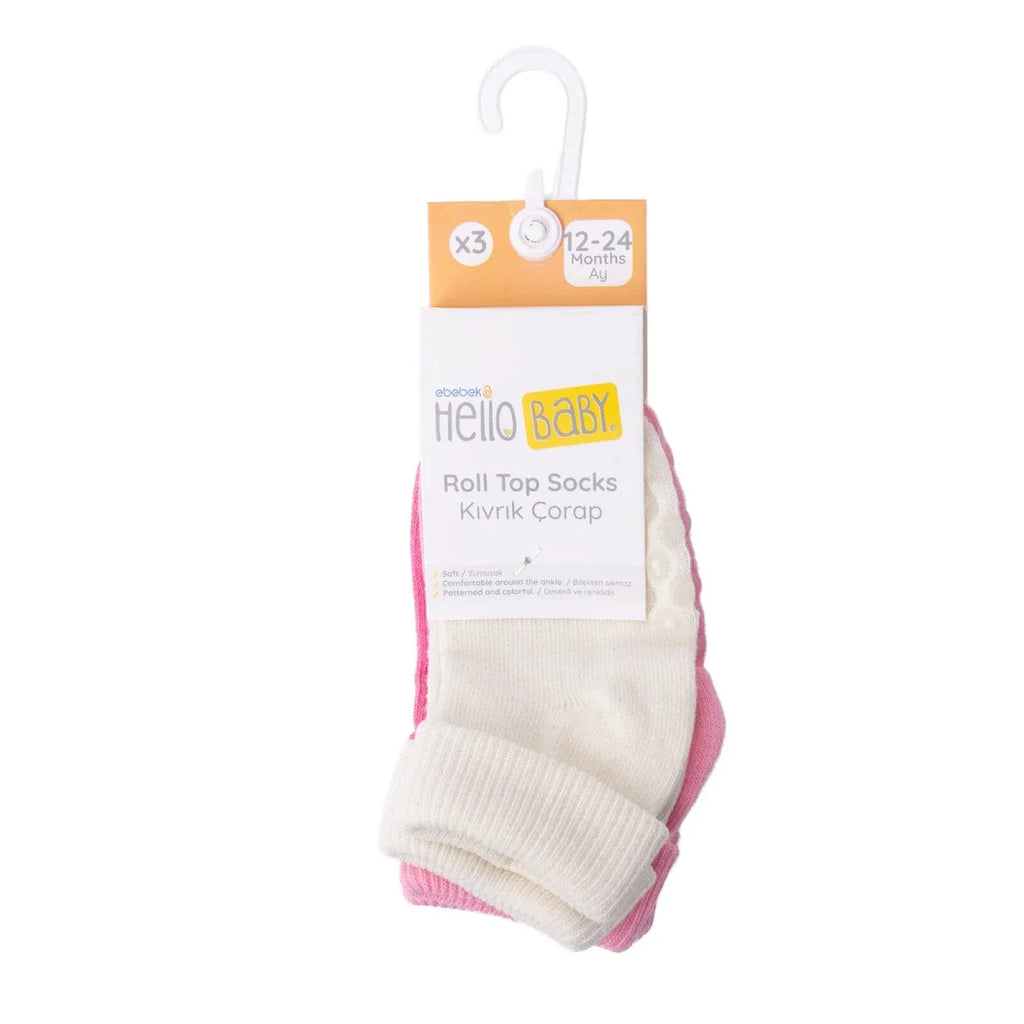 HelloBaby Girls Pack of 3 Baby Socks Cotton Rich - Pink