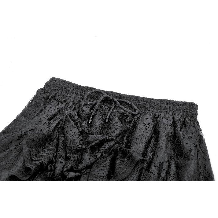 Dark in Love Sabina Black Sheer Lace High-Low Gothic Bustle Skirt