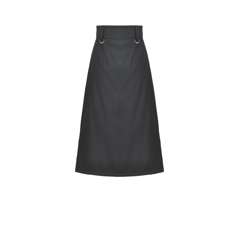 Dark in Love Chain Belt Layered Goth Skirt - Black Polyester Punk