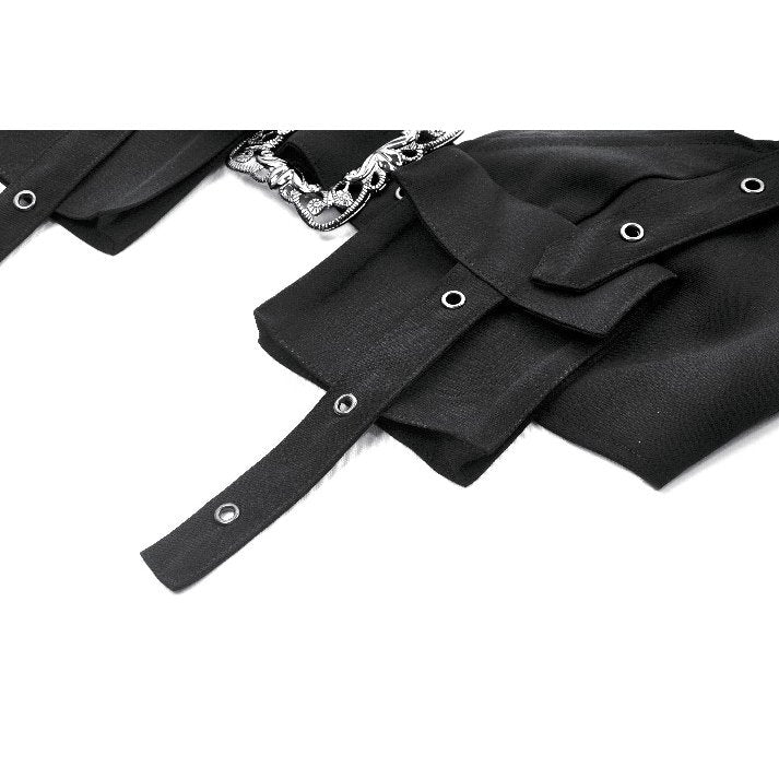 Dark in Love Evangeline Buckled Utility Crop Top - Black Goth Darkwear