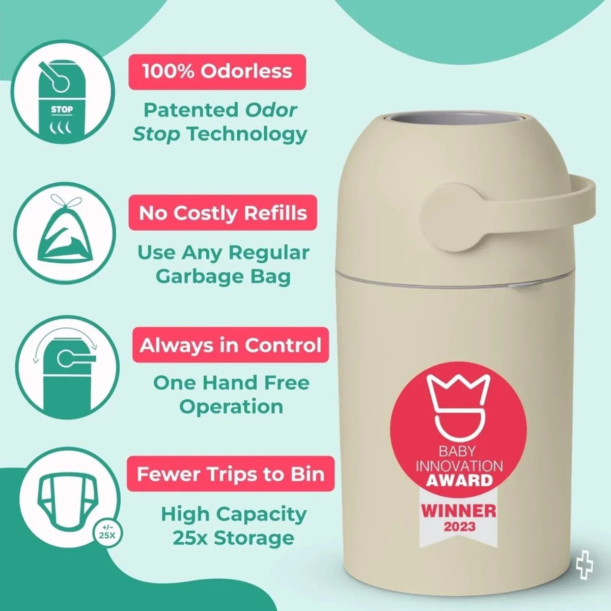 Magic Majestic Nappy Bin - Beige
