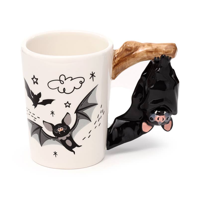 Kate's Clothing Bat Ceramic Mug – Gothic 400ml Cup with Bat Handle