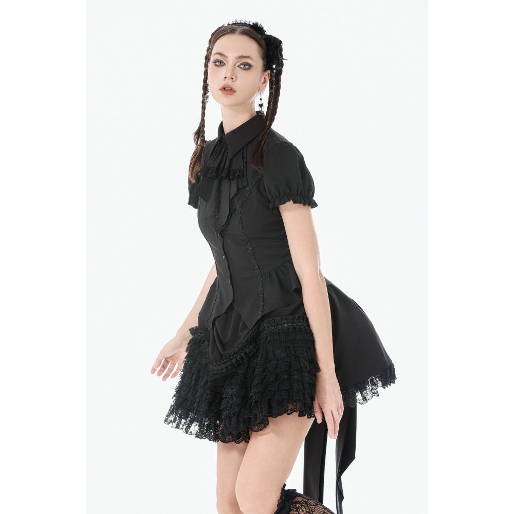 Dark in Love Gothic Lace Waist-Shaping Blouse | Black Corset Style