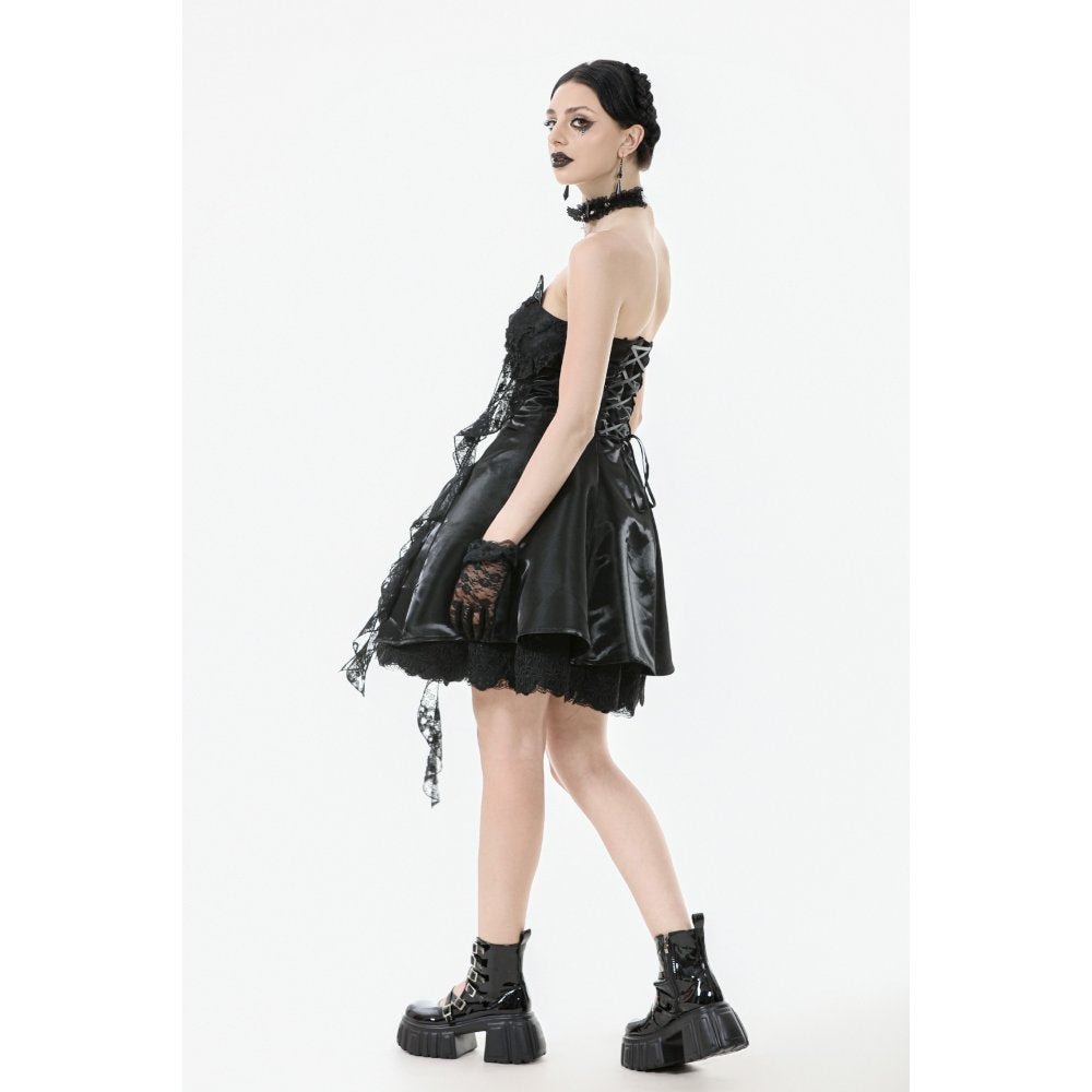 Dark in Love Sabine Gothic Layered Mini Dress | Lace Sweetheart Style