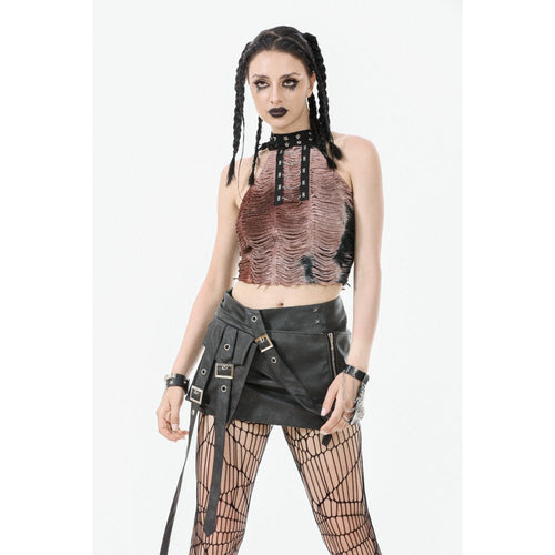 Dark in Love Chaos Reign Black Faux Leather Goth Punk Mini Skirt