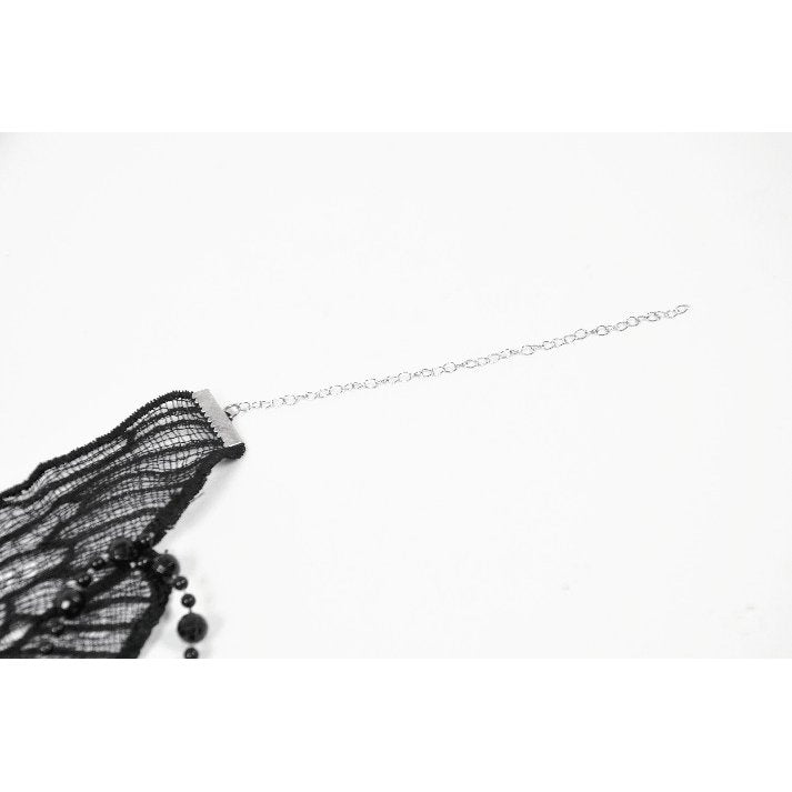 Dark in Love Lysandra Butterfly Lace Beaded Collar | Gothic Gem Drop