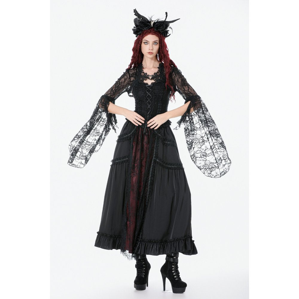 Dark In Love Lilith Gothic 3D Lace Bell Sleeve Cape – Floral Shrug